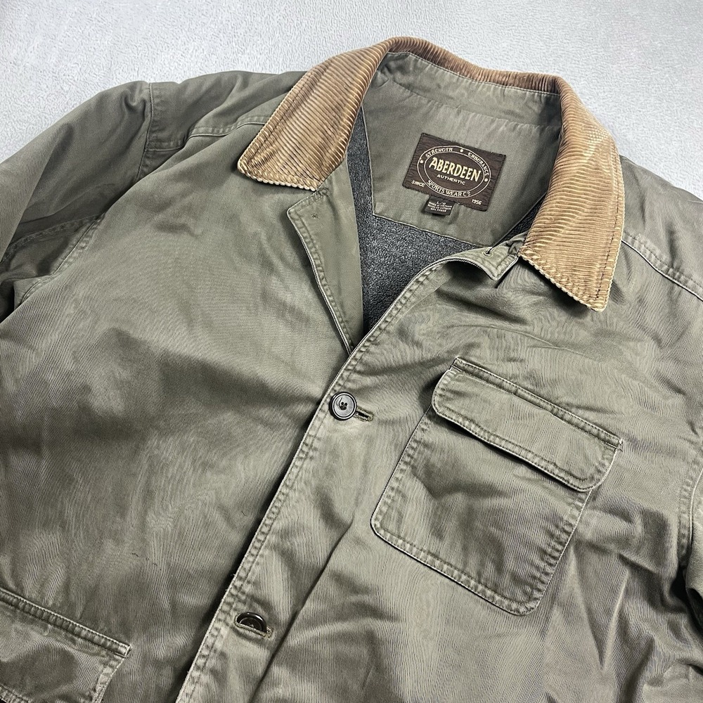 Aberdeen Barn Coat Mens Size Large Chore Jacket Corduroy Collar Fleece Lined